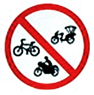 ป้ายห้ามรถจักรยาน สามล้อ และรถจักรยานยนต์